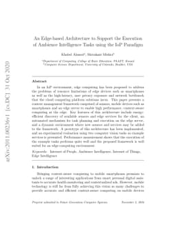 An edge-based architecture to support the execution of ambience
  intelligence tasks using the IoP paradigm