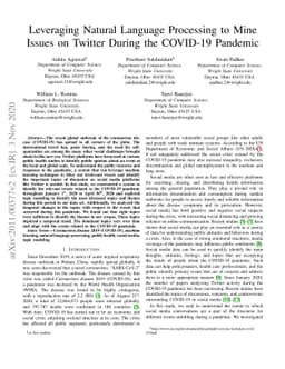 Leveraging Natural Language Processing to Mine Issues on Twitter During
  the COVID-19 Pandemic