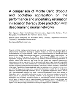 A comparison of Monte Carlo dropout and bootstrap aggregation on the
  performance and uncertainty estimation in radiation therapy dose prediction
  with deep learning neural networks