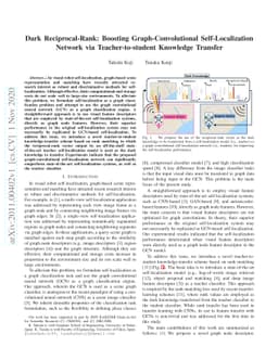 Dark Reciprocal-Rank: Boosting Graph-Convolutional Self-Localization
  Network via Teacher-to-student Knowledge Transfer