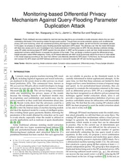 Monitoring-based Differential Privacy Mechanism Against Query-Flooding
  Parameter Duplication Attack