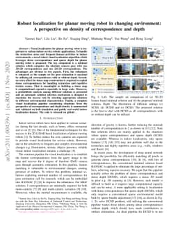 Robust localization for planar moving robot in changing environment: A
  perspective on density of correspondence and depth