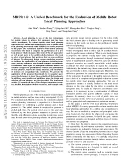 MRPB 1.0: A Unified Benchmark for the Evaluation of Mobile Robot Local
  Planning Approaches
