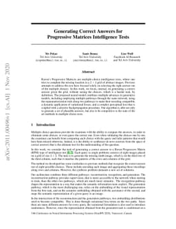 Generating Correct Answers for Progressive Matrices Intelligence Tests