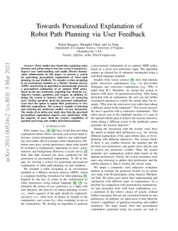 Towards Personalized Explanation of Robot Path Planning via User
  Feedback