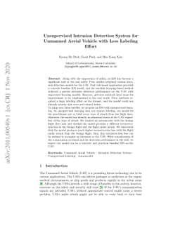 Unsupervised Intrusion Detection System for Unmanned Aerial Vehicle with
  Less Labeling Effort