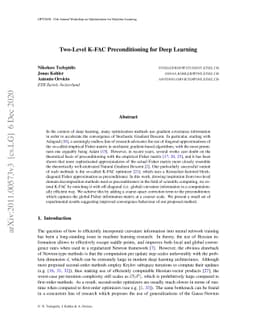 Two-Level K-FAC Preconditioning for Deep Learning