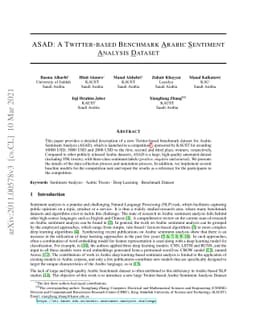 ASAD: A Twitter-based Benchmark Arabic Sentiment Analysis Dataset