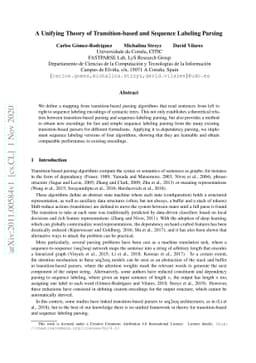 A Unifying Theory of Transition-based and Sequence Labeling Parsing