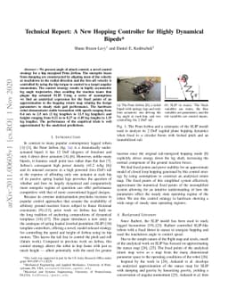 Technical Report: A New Hopping Controller for Highly Dynamical Bipeds
