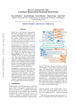 Social Chemistry 101: Learning to Reason about Social and Moral Norms
