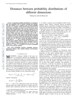 Distances between probability distributions of different dimensions