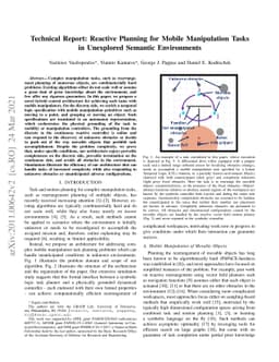 Technical Report: Reactive Planning for Mobile Manipulation Tasks in
  Unexplored Semantic Environments