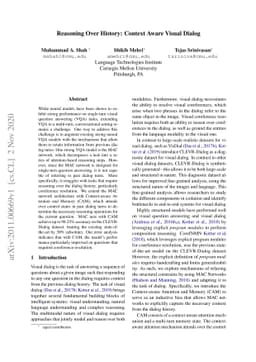 Reasoning Over History: Context Aware Visual Dialog