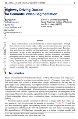 Highway Driving Dataset for Semantic Video Segmentation