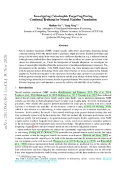 Investigating Catastrophic Forgetting During Continual Training for
  Neural Machine Translation