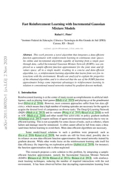 Fast Reinforcement Learning with Incremental Gaussian Mixture Models