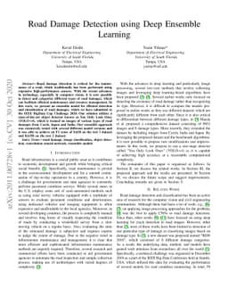 Road Damage Detection using Deep Ensemble Learning