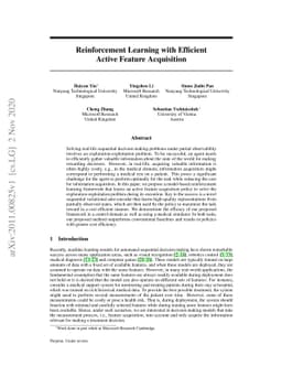 Reinforcement Learning with Efficient Active Feature Acquisition