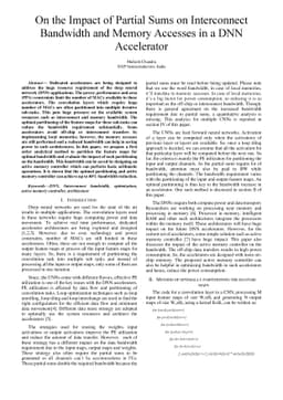 On the Impact of Partial Sums on Interconnect Bandwidth and Memory
  Accesses in a DNN Accelerator