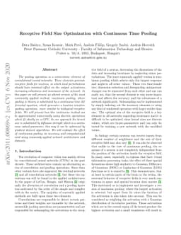 Receptive Field Size Optimization with Continuous Time Pooling