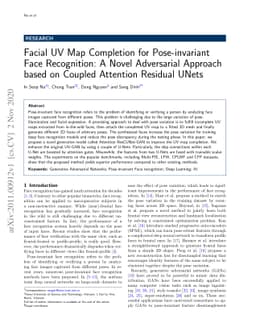 Facial UV Map Completion for Pose-invariant Face Recognition: A Novel
  Adversarial Approach based on Coupled Attention Residual UNets