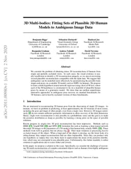 3D Multi-bodies: Fitting Sets of Plausible 3D Human Models to Ambiguous
  Image Data