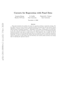 Coresets for Regressions with Panel Data