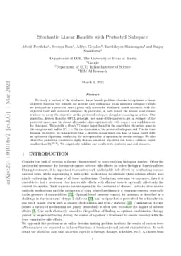 Stochastic Linear Bandits with Protected Subspace