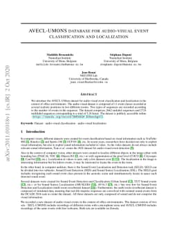 AVECL-UMONS database for audio-visual event classification and
  localization