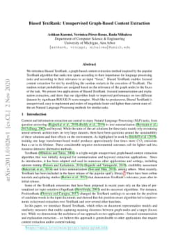 Biased TextRank: Unsupervised Graph-Based Content Extraction