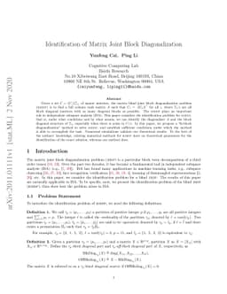 Identification of Matrix Joint Block Diagonalization