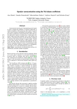 Speaker anonymisation using the McAdams coefficient