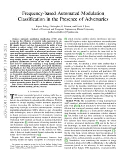Frequency-based Automated Modulation Classification in the Presence of
  Adversaries