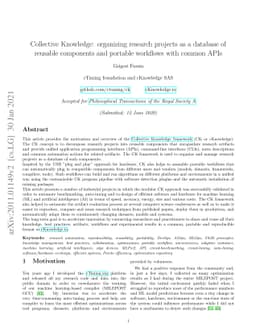 Collective Knowledge: organizing research projects as a database of
  reusable components and portable workflows with common APIs