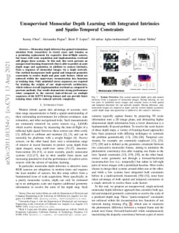 Unsupervised Monocular Depth Learning with Integrated Intrinsics and
  Spatio-Temporal Constraints