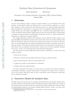 Synthetic Data Generation for Economists