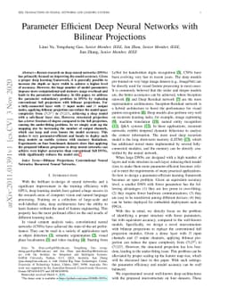 Parameter Efficient Deep Neural Networks with Bilinear Projections