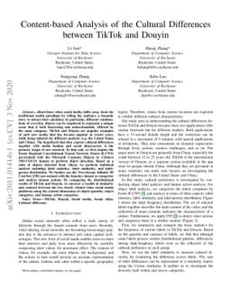 Content-based Analysis of the Cultural Differences between TikTok and
  Douyin