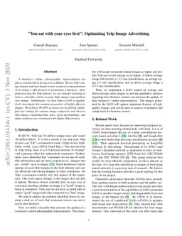 "You eat with your eyes first": Optimizing Yelp Image Advertising