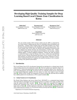 Developing High Quality Training Samples for Deep Learning Based Local
  Climate Zone Classification in Korea