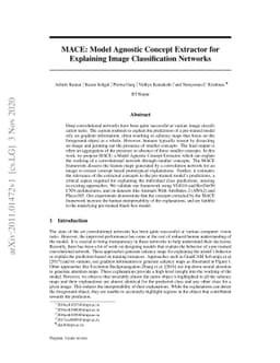 MACE: Model Agnostic Concept Extractor for Explaining Image
  Classification Networks