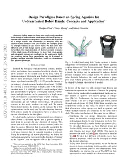 Design Paradigms Based on Spring Agonists for Underactuated Robot Hands:
  Concepts and Application