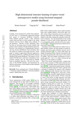 High-dimensional structure learning of sparse vector autoregressive
  models using fractional marginal pseudo-likelihood