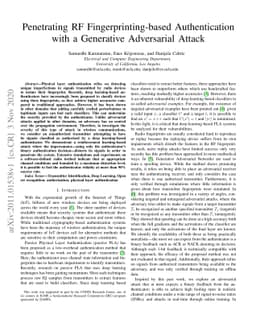 Penetrating RF Fingerprinting-based Authentication with a Generative
  Adversarial Attack