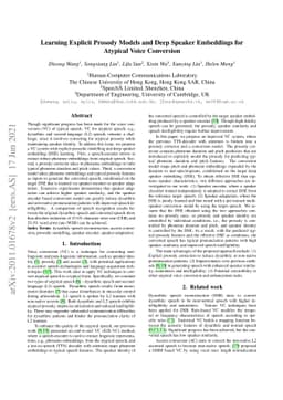 Learning Explicit Prosody Models and Deep Speaker Embeddings for
  Atypical Voice Conversion