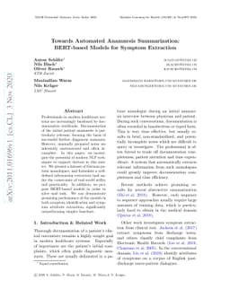 Towards Automated Anamnesis Summarization: BERT-based Models for Symptom
  Extraction