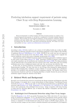 Predicting intubation support requirement of patients using Chest X-ray
  with Deep Representation Learning