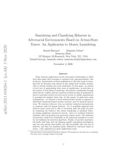 Simulating and classifying behavior in adversarial environments based on
  action-state traces: an application to money laundering