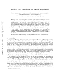 A Study of Policy Gradient on a Class of Exactly Solvable Models